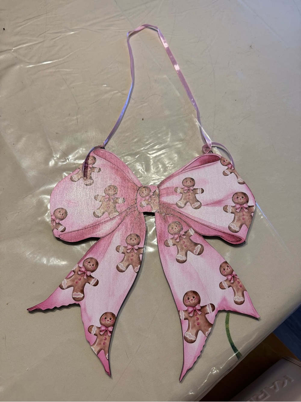 Pink Gingerbread Bow Hanging Decor from Amazon, see pic for flaw - Picture 2 of 4